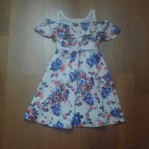 Girl's fit and flare lace & ruffle dress